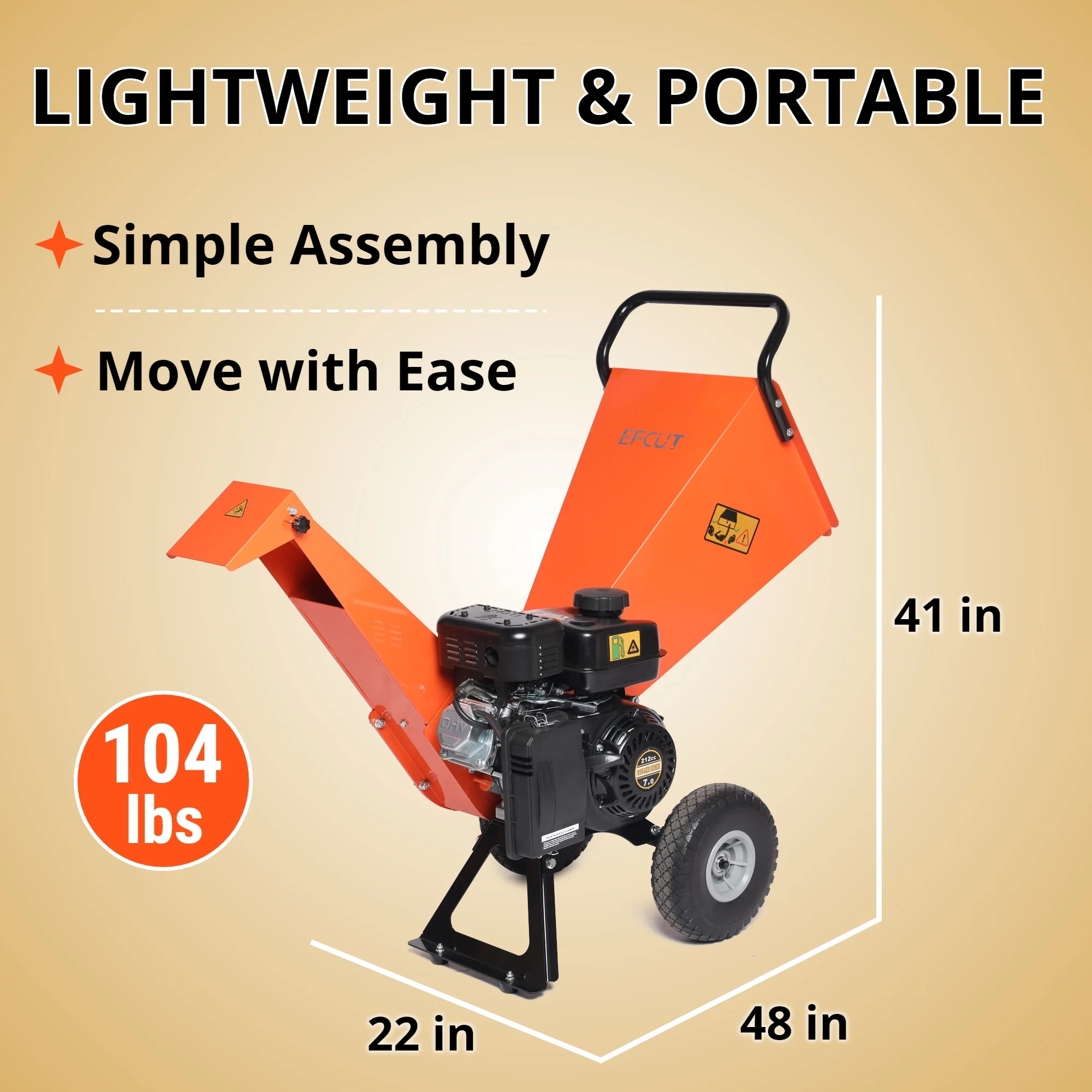 EFCUT R0 Wood Chipper Shredder Mulcher 7HP Gas Powered Heavy Duty Compact Design 3" Inch Max Capacity 104 lb