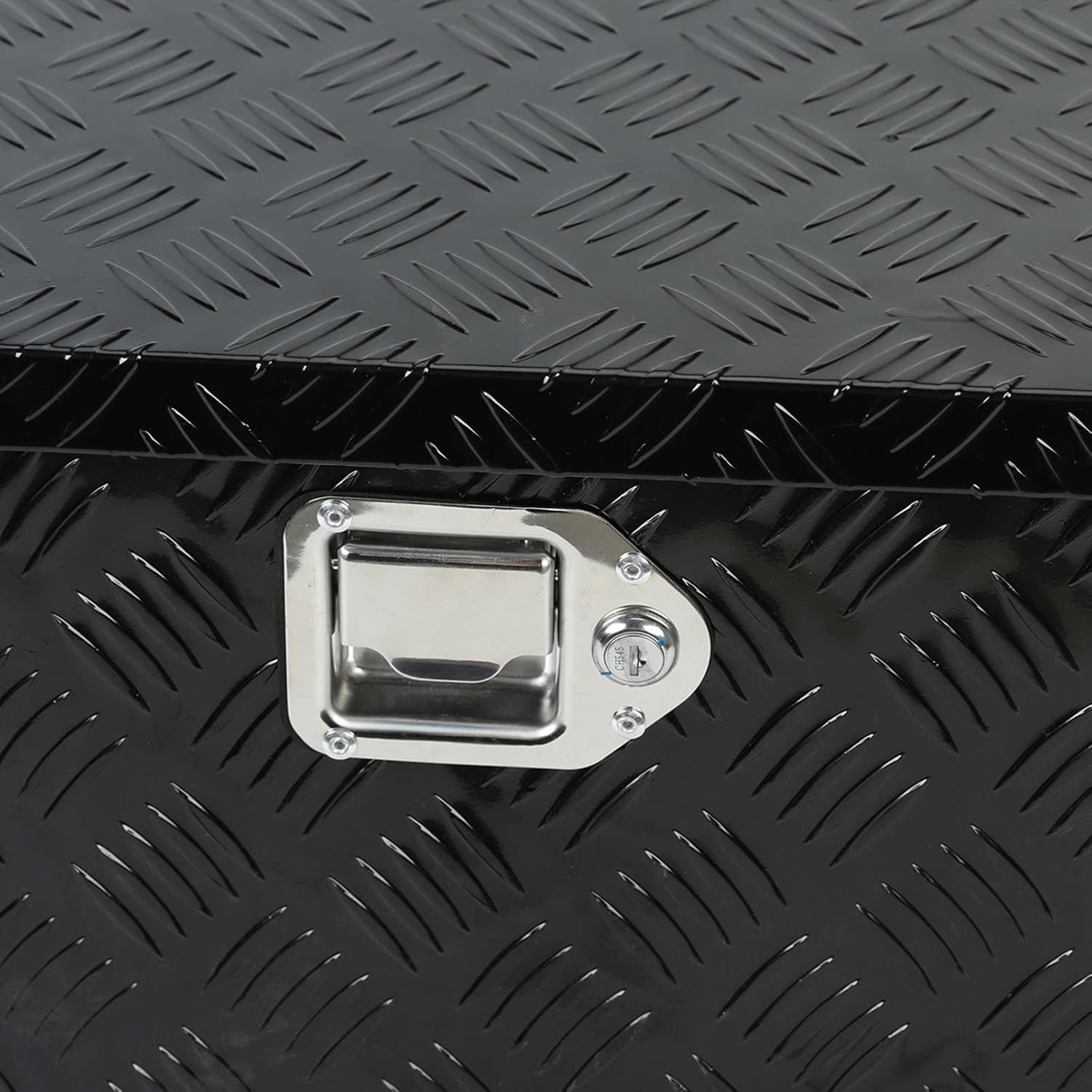 18X17X17.75 Black Aluminum 5 Bar Tread Tool Box Truck Car Outdoor Trailer Pickup Underbody Toolbox,RV Storage Organizer，Underbed Tools Organizer W/Lock Latch w/Keys