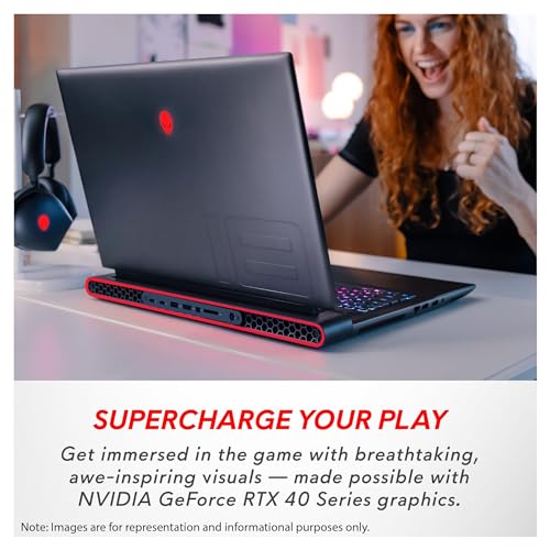 Alienware M18 Gaming Laptop, AMD Ryzen 9 7845HX, 32 GB DDR5 RAM, 2 TB SSD, NVIDIA GeForce RTX 4070, 18 FHD+ Display, Backlit Keyboard, Windows 11 Pro, Dark Metallic Moon, Black
