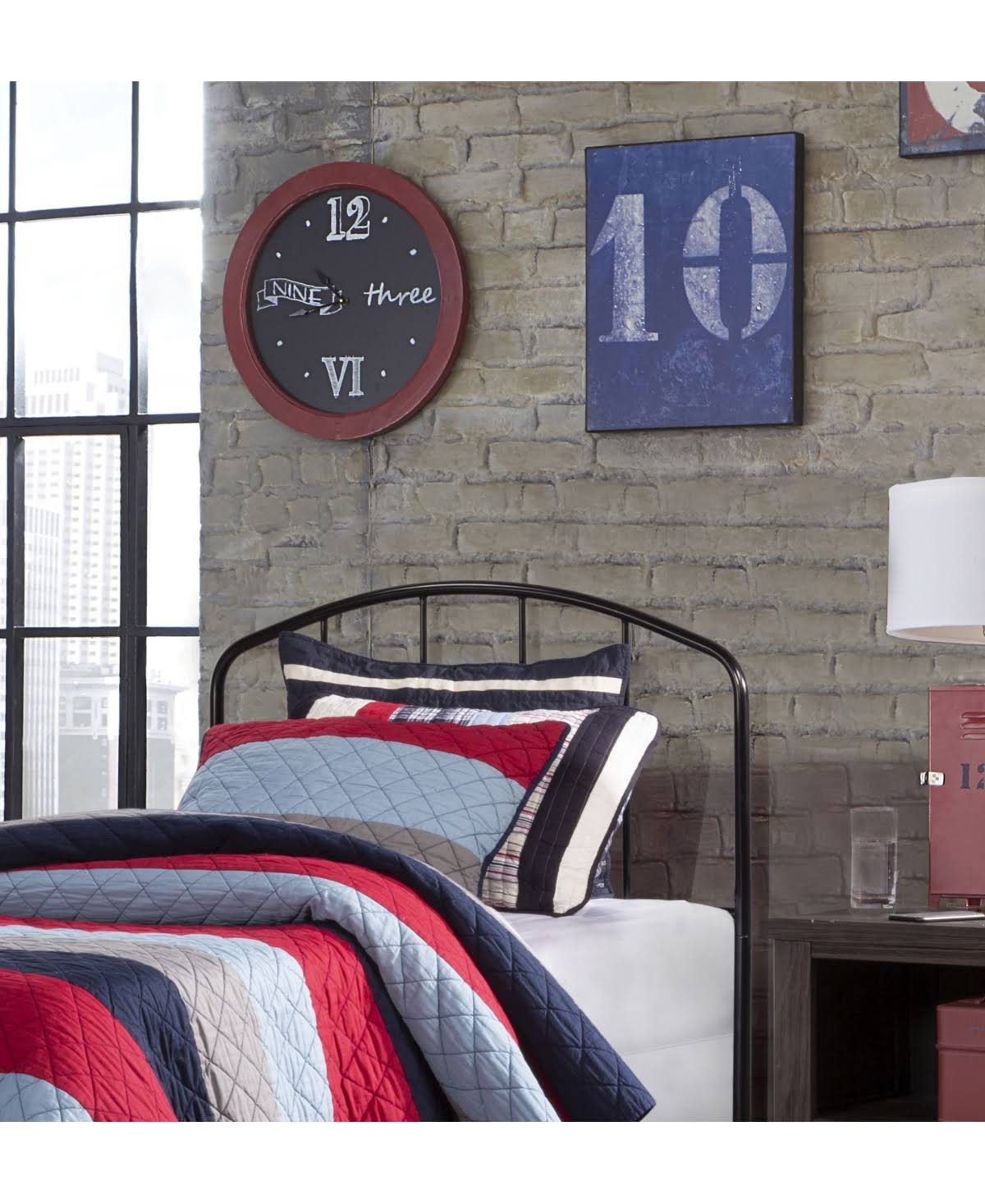 Hillsdale Furniture Tolland Twin Metal Headboard with Arched Spindle Black