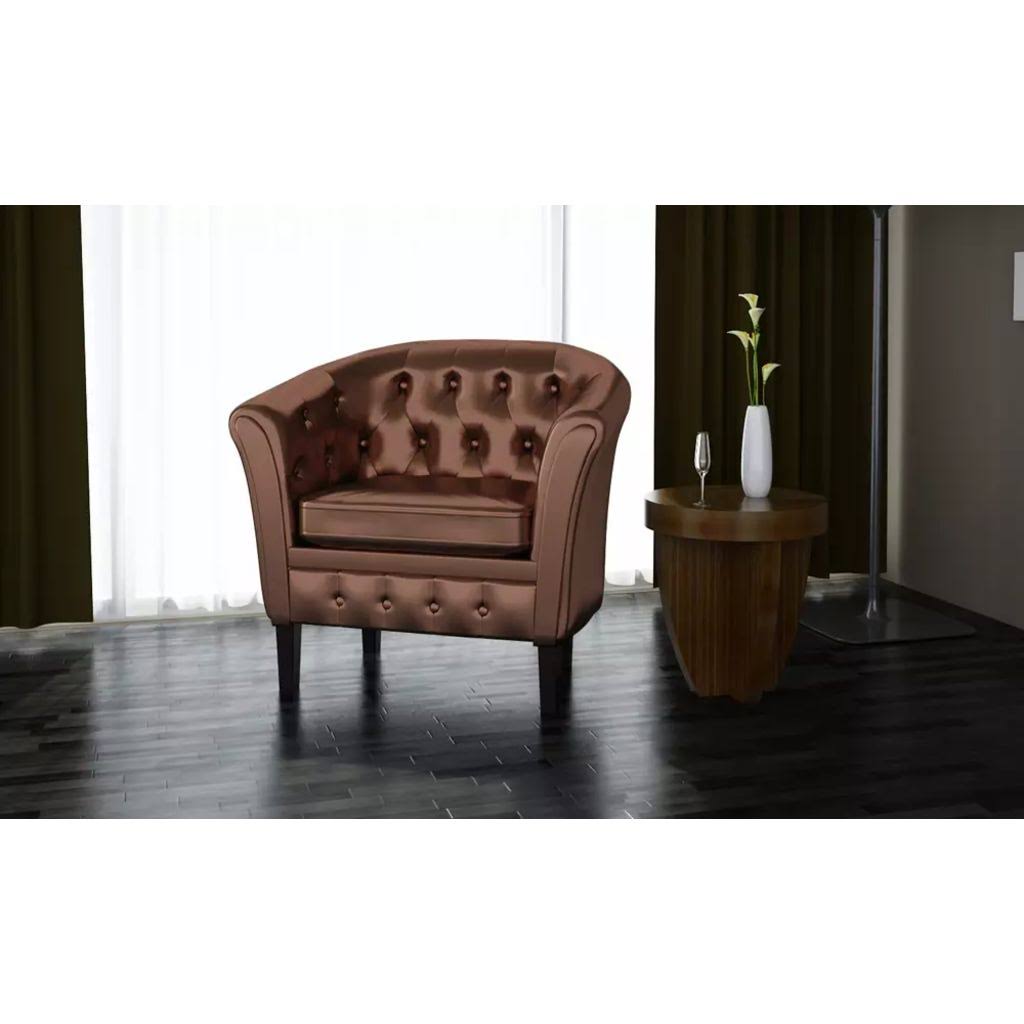 vidaXL Tub Chair Brown Faux Leather, 60706