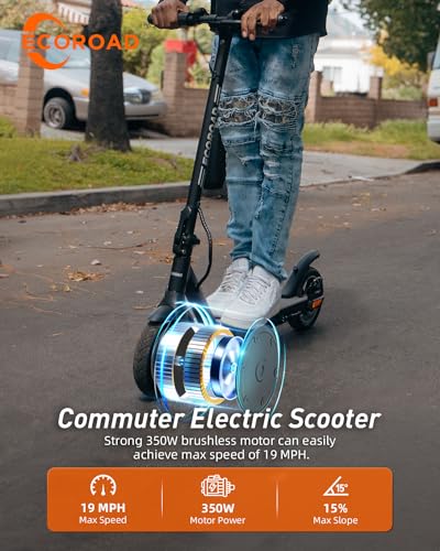 Electric Scooter EC6, 400W Peak Motor & 19 MPH Adults Commuting Scooters, 15 Miles Long Range Electric Kick Scooters, 8.5" Pneumatic Tires Lightweight Foldable E-Scooter with Turn Signals
