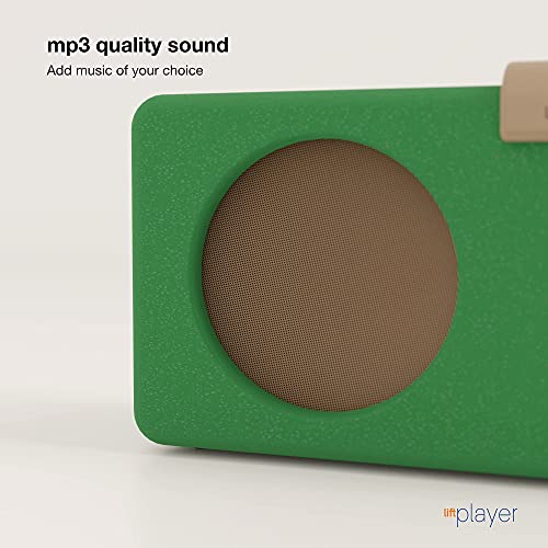 SMPL One-Touch Music Player, Audiobooks + MP3, Quality-Sound, Durable Wooden Encloser with Retro Look, 4GB USB with 40 Nostalgic Hits Included, Live Technical Support