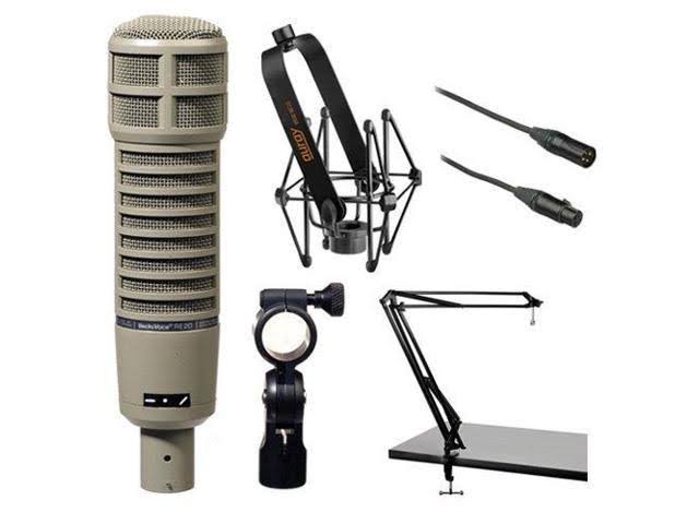 Electro Voice RE20 Microphone Kit with Shockmount Two Section Broadcast Arm and Microphone Cable