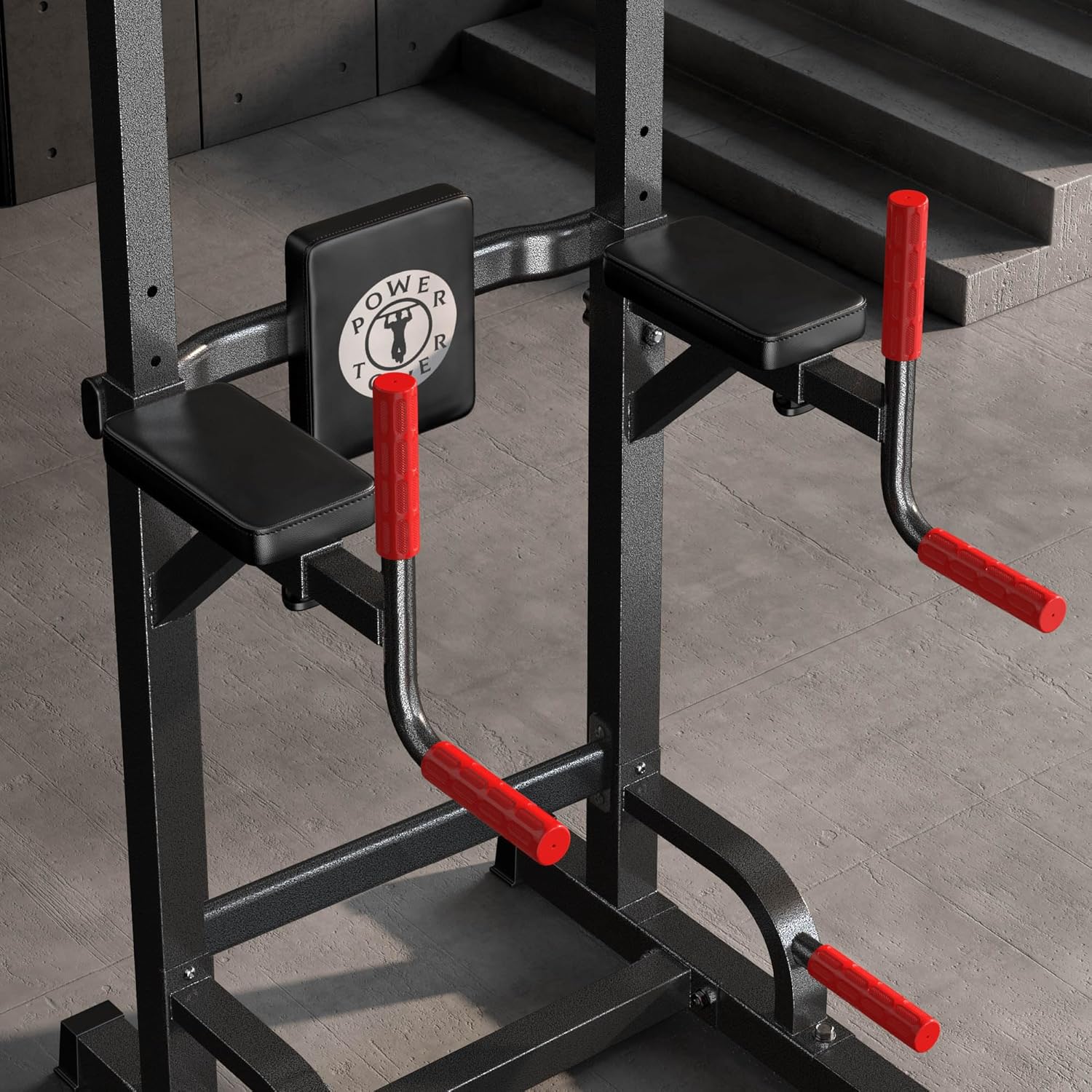 SogesPower Power Tower Pull Up Dip Stand Multi-Function Adjustable Height Workout Equipment Dip Station Fitness Strength Training for Home Gym 330LBS