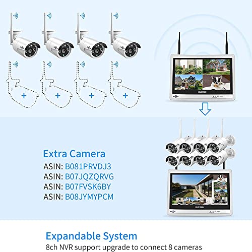 [Wireless Pro, 100ft Range] Hiseeu Wireless Security Camera System, Expandable 16CH 4K NVR, 4Pcs 3MP Night Vision WiFi Cameras Home Surveillance Outdoor, Motion Detection, 1TB HDD, One-Way Audio