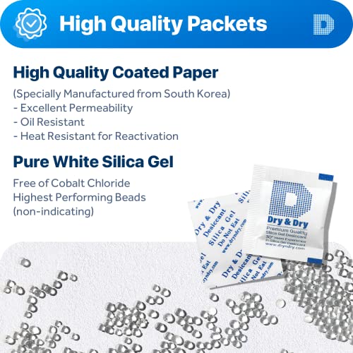 Dry & Dry Food Grade Silica Gel Packs Desiccant Packs, Silica Packets - Rechargeable Silica Gel Packets, Moisture Absorbers, Desiccants, Silica Gel