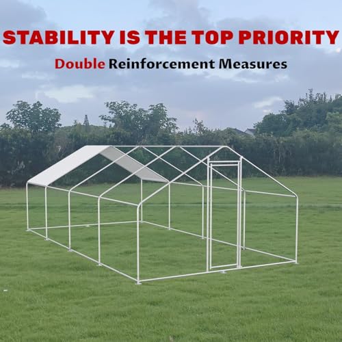 Large Chicken Coop for 20 Chickens Metal Chicken Run with Waterproof Cover for Walk-in Chicken Run for Yard Outdoor Poultry Cage