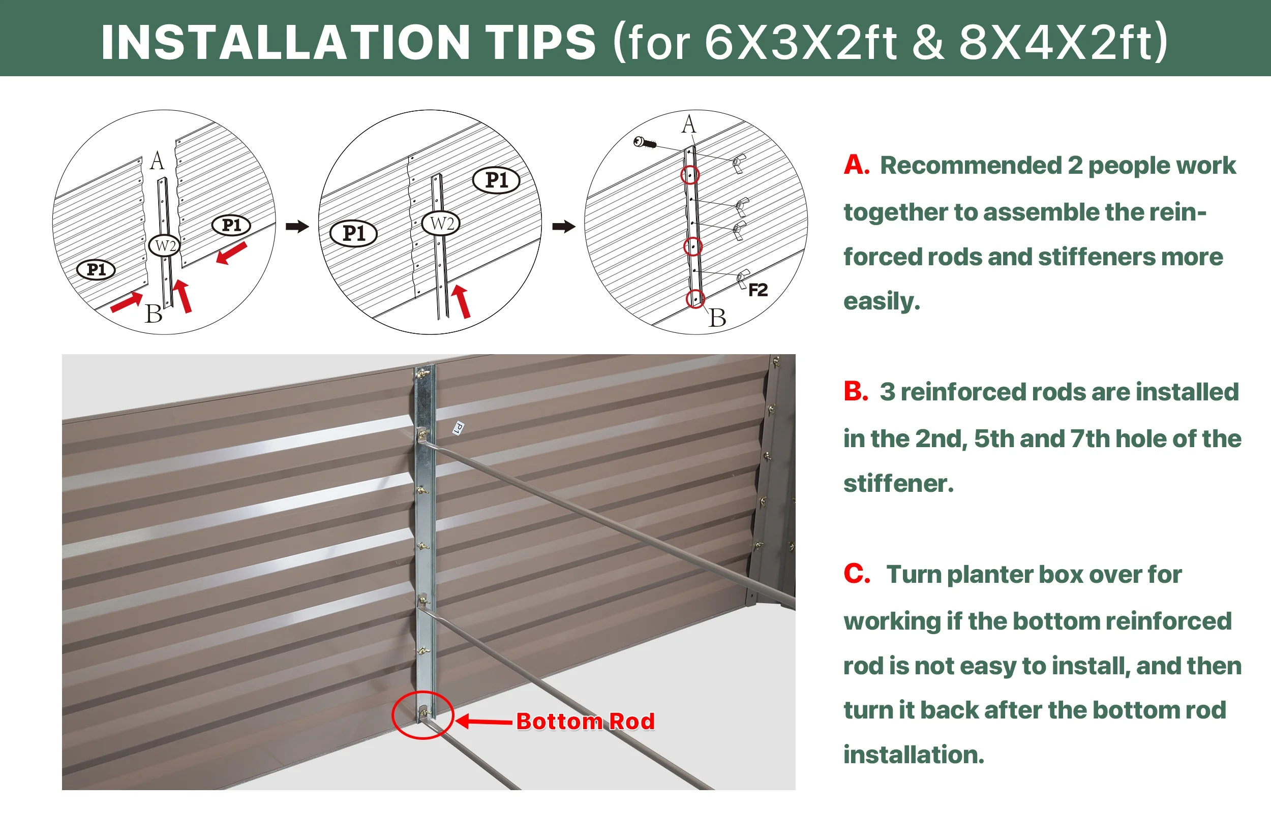 Galvanized Raised Deep Garden Bed 6x3x2 ft Steel Rust-Resistant Planter Box Outdoor Gardening Large Elevated Metal Container for Vegetables, Herbs, Flowers, shrub, fruit trees seedlings Brown