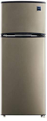 RCA RFR725 EFR749 2 Door Apartment Size Refrigerator with Freezer, 7.5 cu. ft, Platinum, Stainless