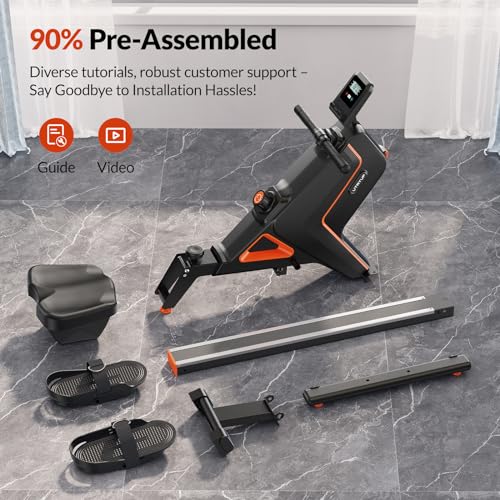 Magnetic Rowing Machines for Home (R05), Water Rowing (R10), 16 Levels of Quiet Resistance Foldable Compact Rowing Machine 350 LB Weight Capacity with Bluetooth, App Supported, Tablet Holder