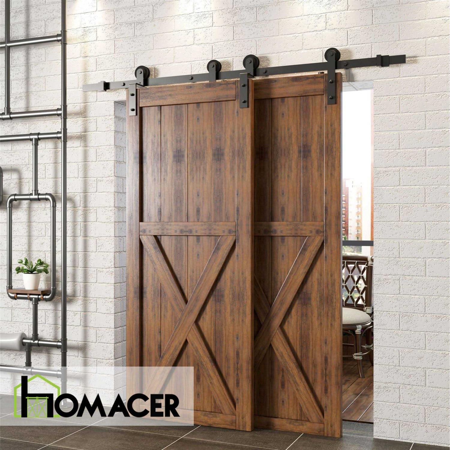 Single Bypass Double Door Barn Door Hardware Kit Homacer Track Length - Shop Hardware Tools Online Store