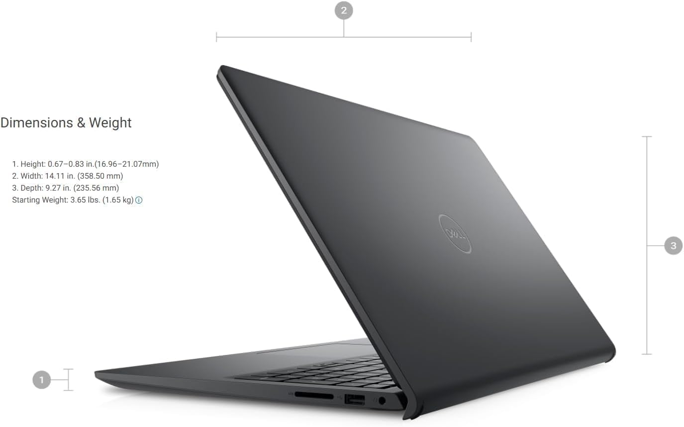 Dell 2024 Inspiron 15 3520 Slim Laptop, 15.6" FHD LED Display, Intel Core i3-1115G4 up to 4.1GHz (Beat N4020), HDMI, Webcam, Windows 11 Home, Black (Latest Model) (8GB RAM | 256GB PCIe SSD)