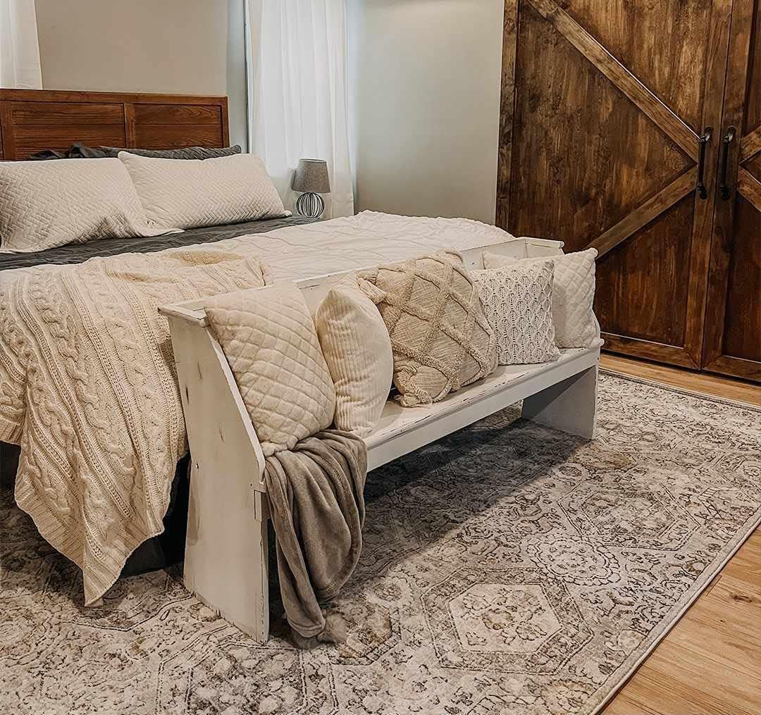 Hauteloom Parkerfield Moroccan Farmhouse Living Room Bedroom Dining Room Area Rug - Bohemian Style - Boho Vintage Distressed - Beige, Gray, Brown, Cream 6'7" x 9'