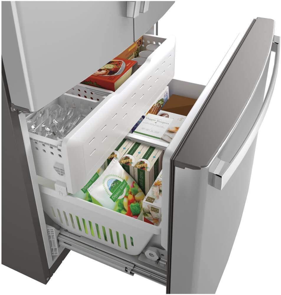 GE GNE29GYNFS 36" Freestanding French-door Refrigerator with 28.5 Cu. Ft. Capacity, TwinChill evaporators, Advanced water filtration, in Fingerprint Resistant Stainless Steel