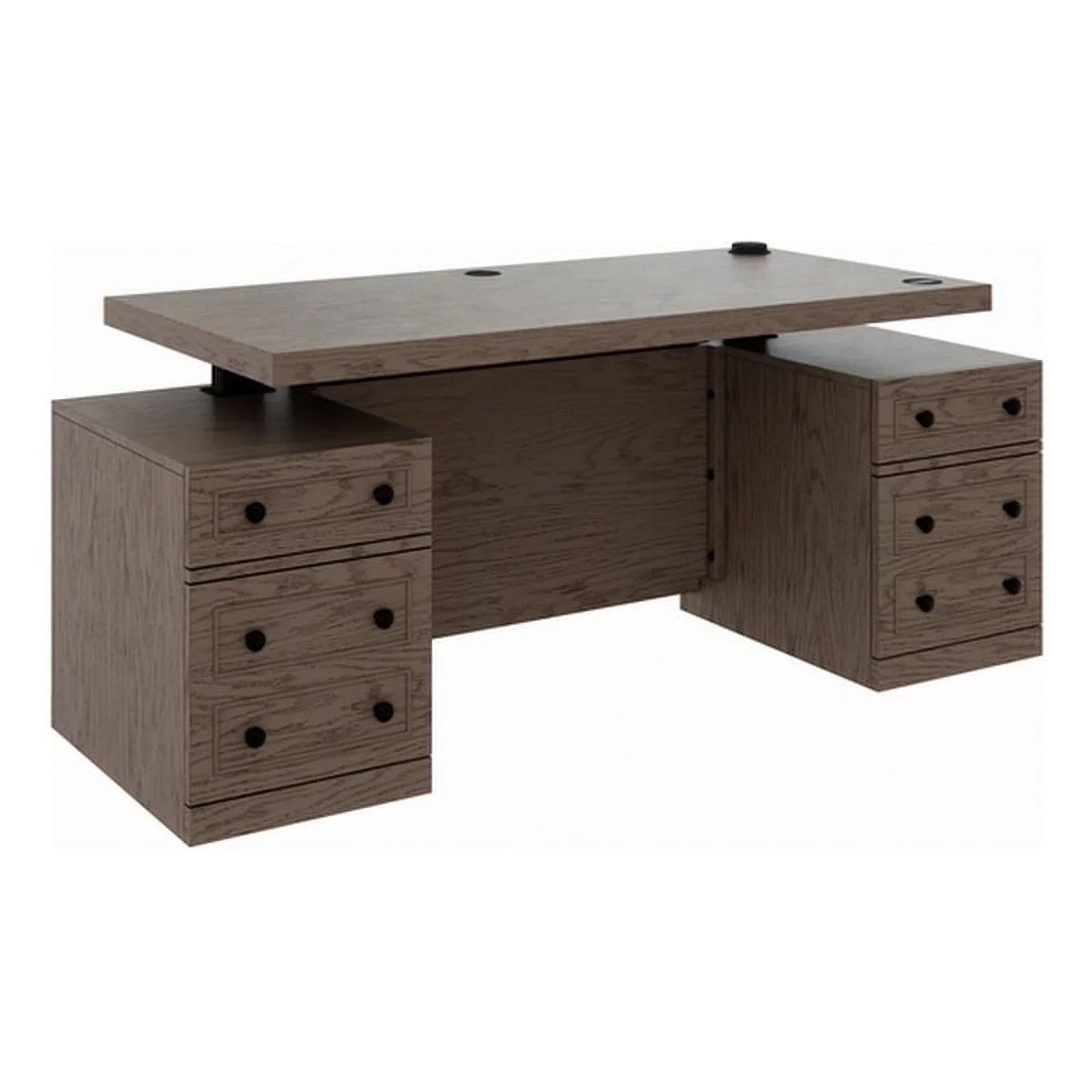 RoomAndLoft Wood Adjustable Height Sit-Stand Storage Desk with Drawers in Gray