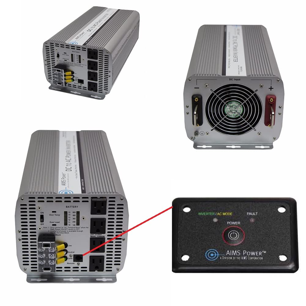 AIMS Power 5000 Watt / 10000 Watt Peak Modified Sine Power Inverter 12 Volt DC to 120 Volt AC with Remote