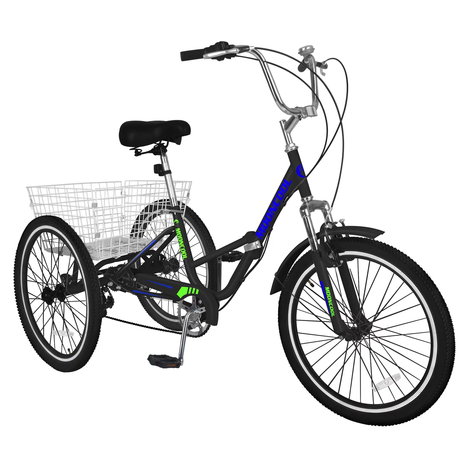 LILYPELLE 24 Adult Tricycle 7 Speed, Three Wheel Bikes for Adults 400lbs,Low-Step Through Trike Cruiser for Exercise Shopping Outdoor Activities,Cyan
