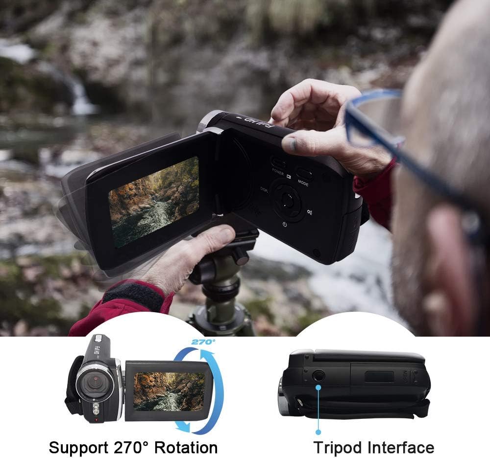 Kids Video Camcorder Vmotal Kids Camcorders Video Camera FHD 1080P 12.0MP 2.8 Inch LCD 270 Degrees Rotatable Screen 8X Digital Zoom Camera Vlogging Camera Video Recorder for Kids(Black) Pack of 2