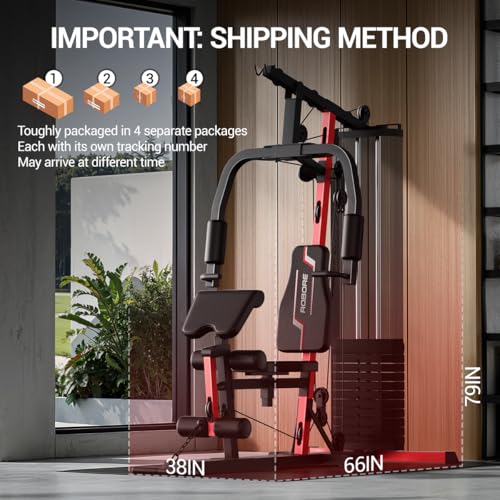 Home Gym System with 160LB Weight Stack, Multifunctional All-in-One Workout Station, Full Body Strength Training System