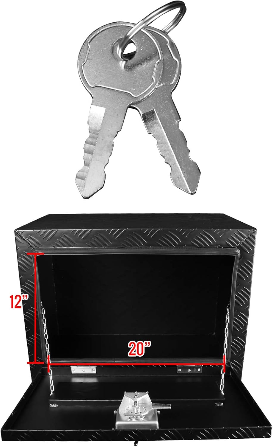 Carpartsinnovate For 29 Truck Pickup Black Aluminum Underbody Tongue Tool Box Trailer Storage+Lock