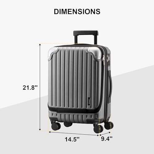 LEVEL8 Grace Carry On Luggage, 20” Hardside Suitcase, ABS+PC Harshell Spinner Luggage with TSA Lock, Spinner Wheels - Blue, 20-Inch Carry-On