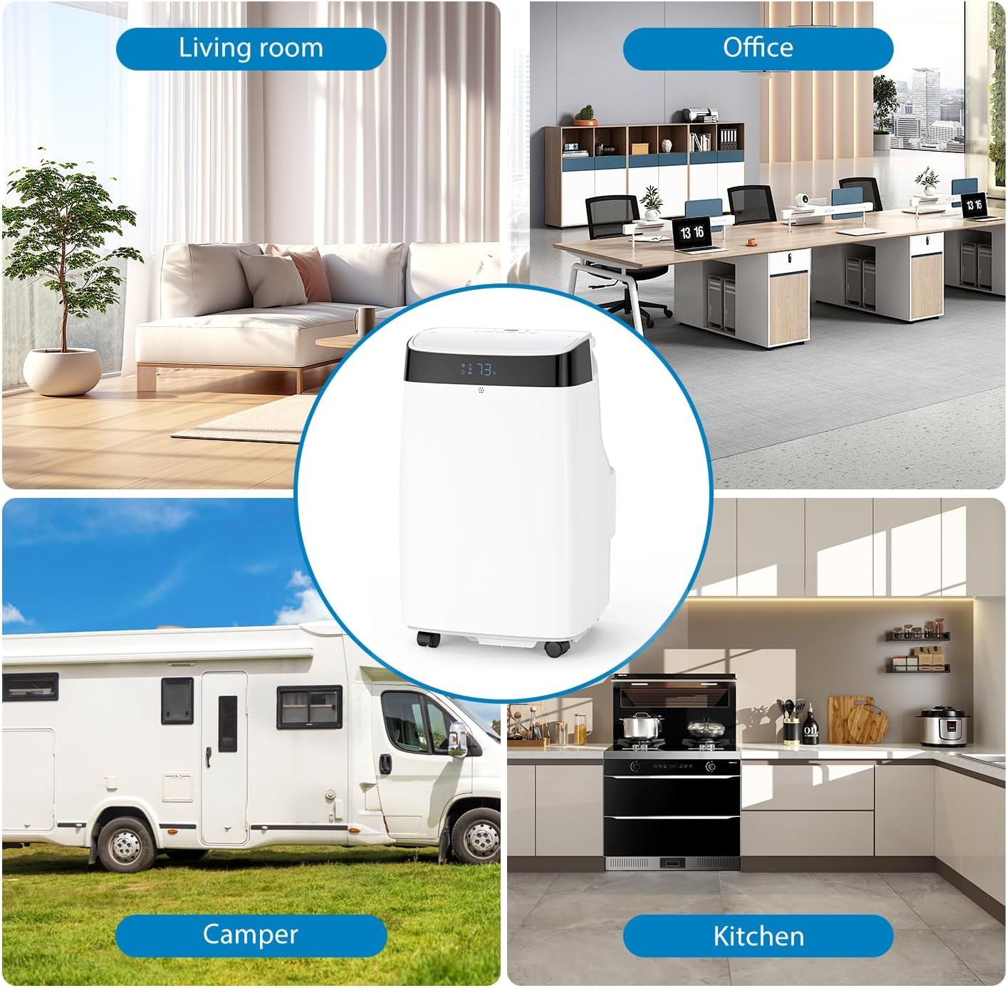 Portable Air Conditioner 10,000BTU Air Conditioner for Room up to 450 Sq. Ft, 3-in-1 Standing Cooling AC Unit with Dehumidifier, Fan, Sleep Mode, 24H Timer & Remote Control for Bedroom Home Office