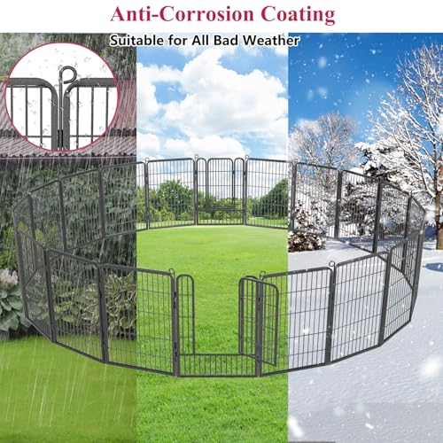 Dog Playpen, 32inch 10 Panels Outdoor Dog Fence Indoor Dog Pen Anti-Rust Pet Puppy Pen Dog Exercise Pen with Lock for Medium Small Dogs, Portable Pet Fence for Yard RV Camping