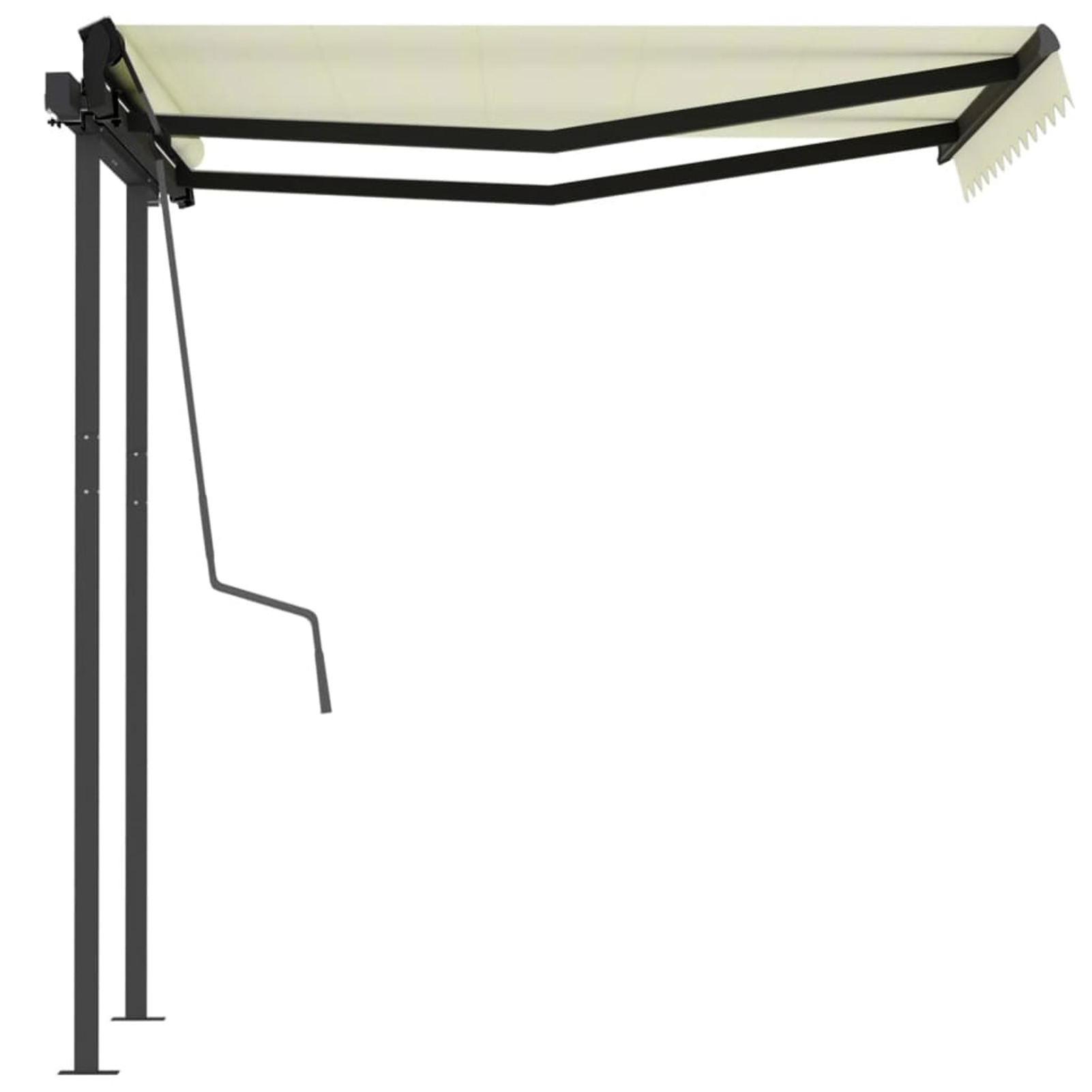 moobody Manual Retractable Awning with Posts Outdoor Canopy Sunshade Shelter Cream for Patio, Balcony, Backyard, Garden, Deck 118.1 x 98.4 Inches (W x H)