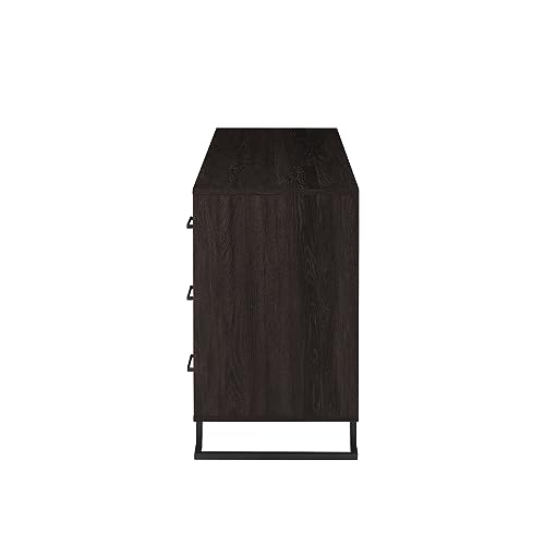 Walker Edison Togo Contemporary Metal and Wood 6-Drawer Dresser, 56 Inch, Coastal Oak