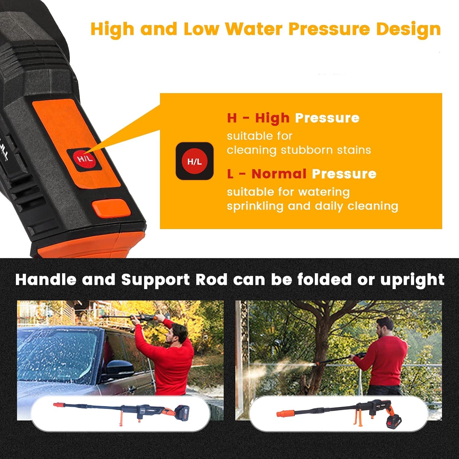 Cordless Pressure Washer - Portable and Lightweight Multitool Cleaner Set - 15AH High-Capacity & Long Battery Life | MAX 1160 PSI 20V Power Cordless Machine for Car, House & Garden
