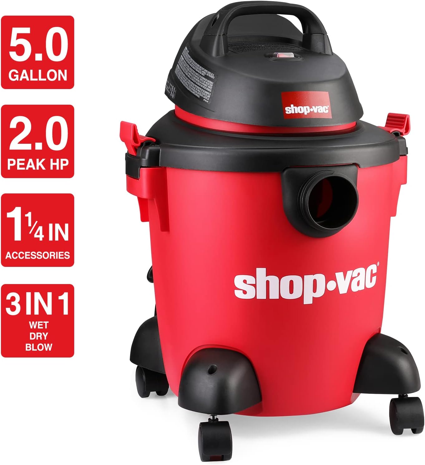 Shop-Vac 5 Gallon 2.0 Peak HP Wet/Dry Vacuum 2PC Car Cleaning Kit