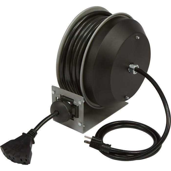 Strongway Heavy-Duty Retractable Extension Cord Reel - 30ft., 12/3, Triple Tap 21702003