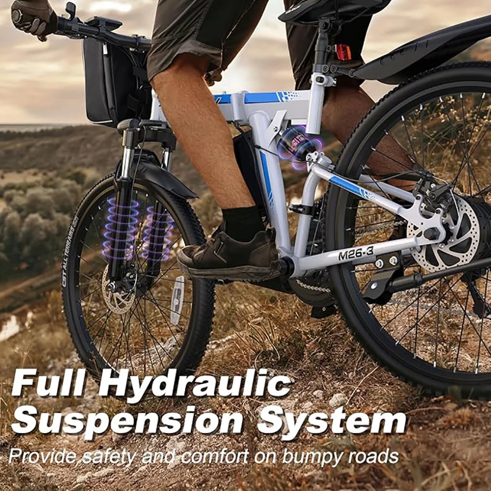 VARUN Electric Bike for Adults Foldable Ebike Peak 750W Motor, with 48V Removable Battery, up to 20+MPH 50 Miles, 21-Speed Gears & Dual Hydraulic Suspension