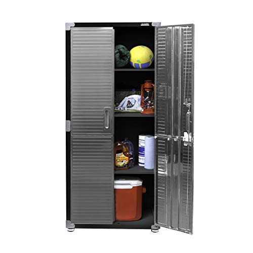 Seville Classics UltraHD Solid Steel Lockable Metal Storage Cabinet Locker Organizer, w/Adjustable Shelves for Garage, Warehouse, Office, Classroom, Granite, 48" W x 24" D x 72" H