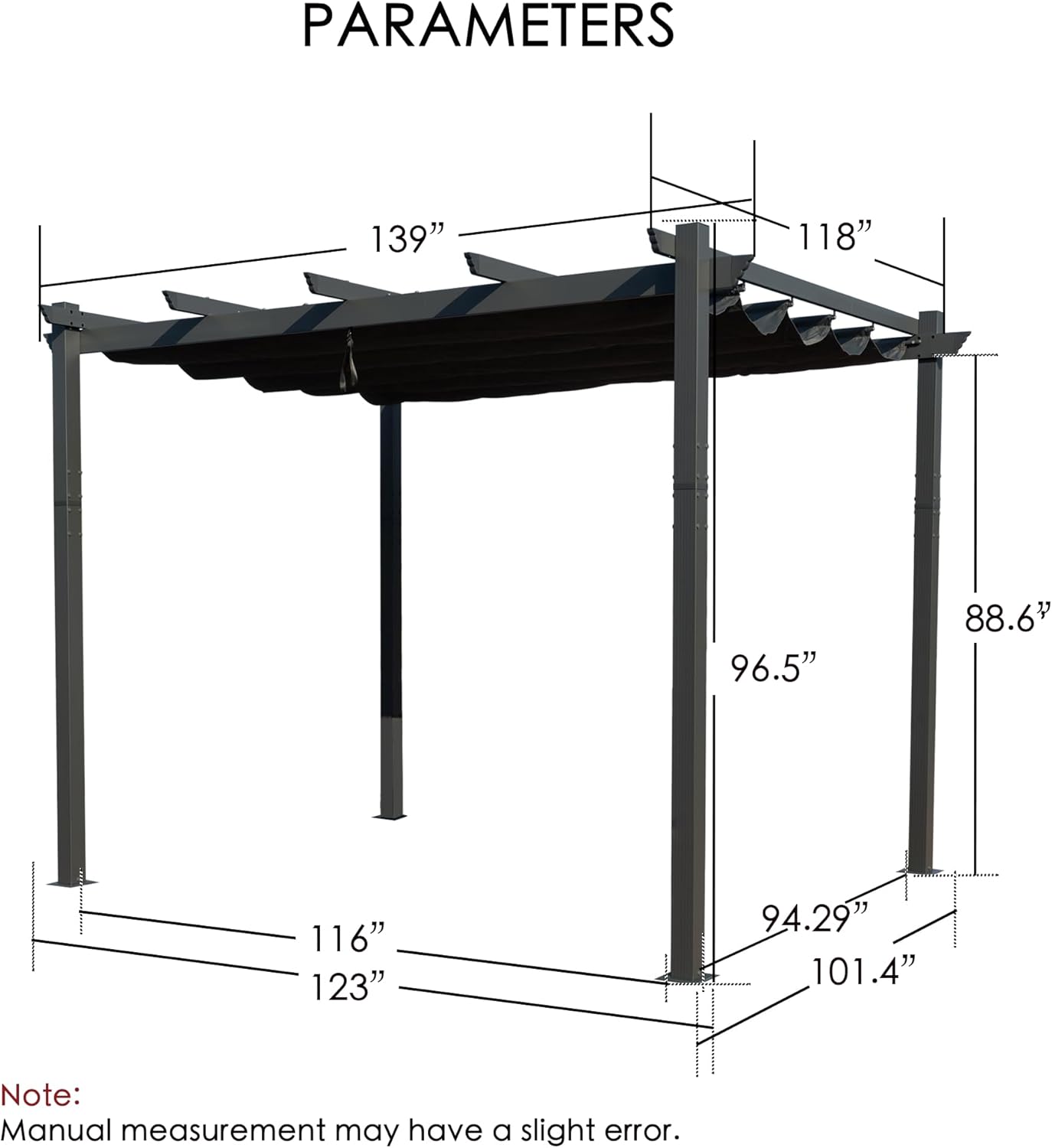 Kozyard Morgan Outdoor Retractable Pergola with Sun Shade Canopy Patio Aluminum Pergola Shelter for Backyard Deck Garden Modern Metal Grill Gazebo(10' x 12', Gray)