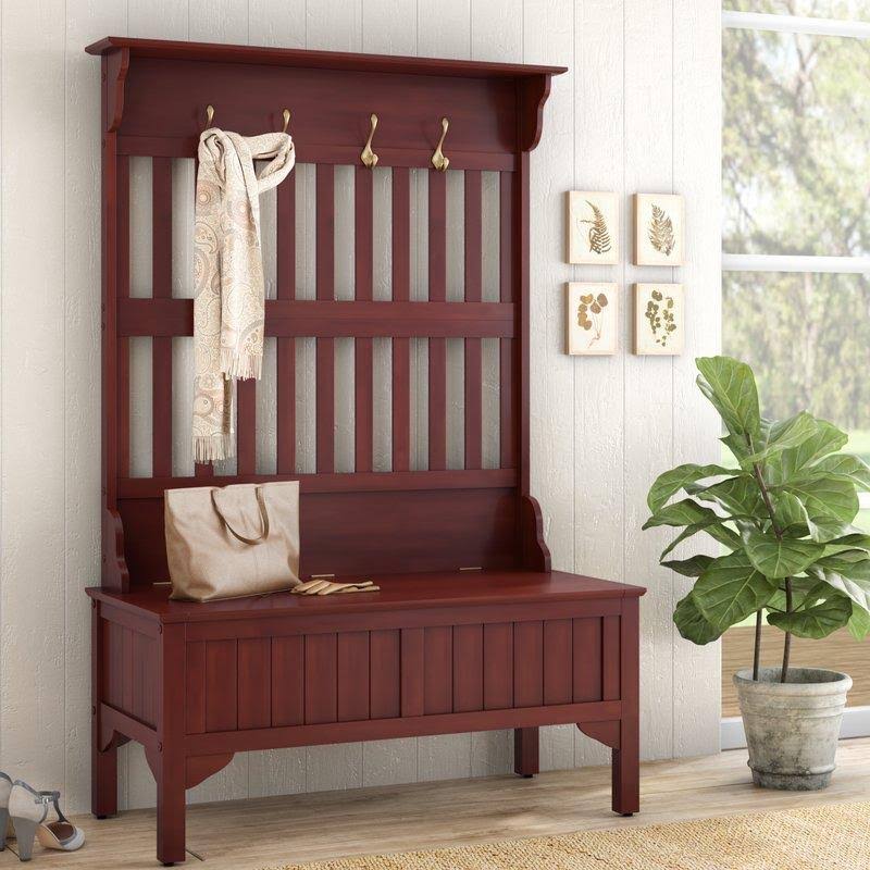 Home Styles Hall Tree u0026 Storage Bench (Black)