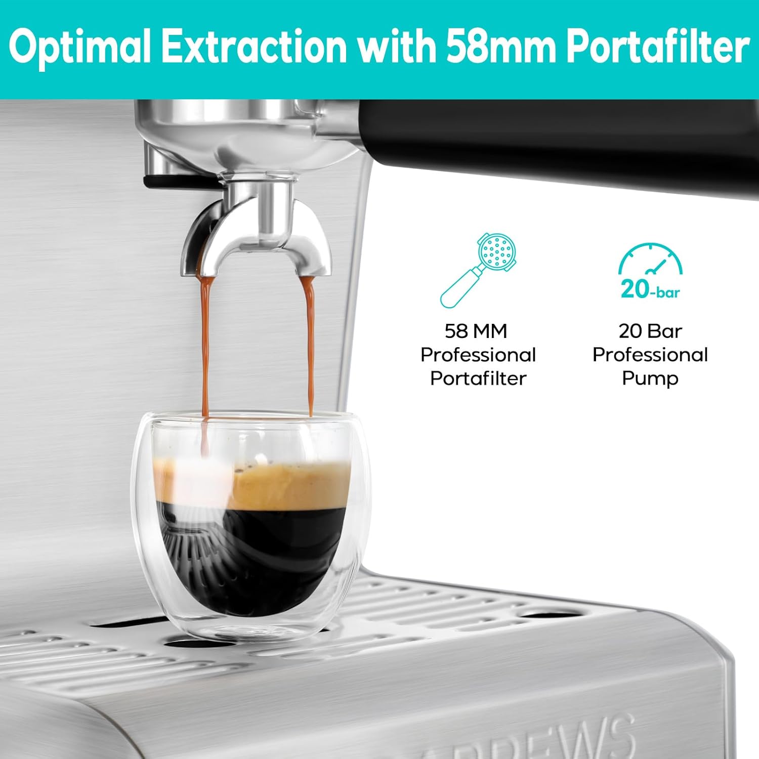 CASABREWS Espresso Machine with LCD Display, Barista Cappuccino Maker with Milk Frother Steam Wand, Professional Latte Coffee Machine with Adjustable Extraction Temperature, Gifts for Dad, Mom