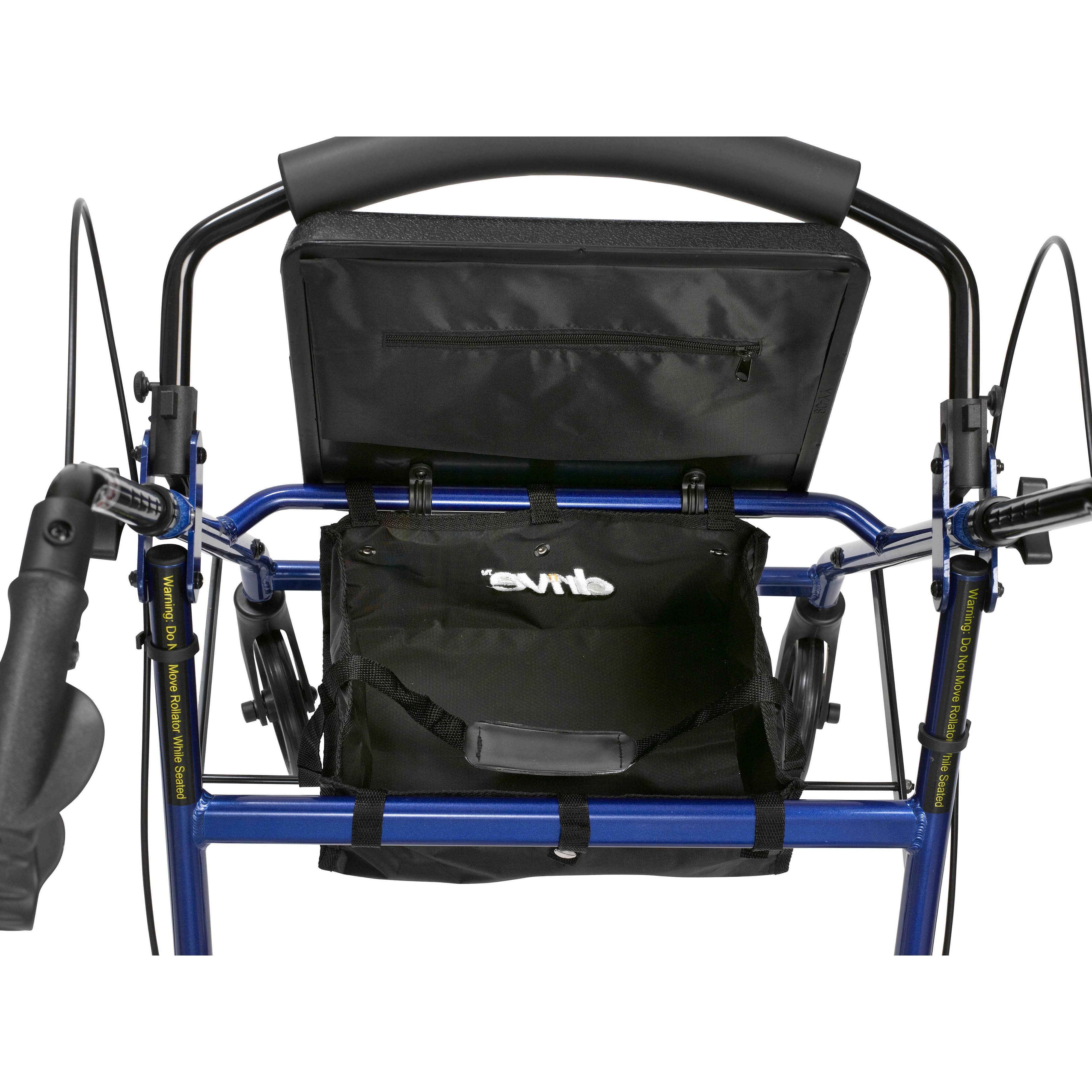 Drive Medical Walker Rollator with 6x22 Wheels Fold Up Removable Back Support and Padded Seat Blue