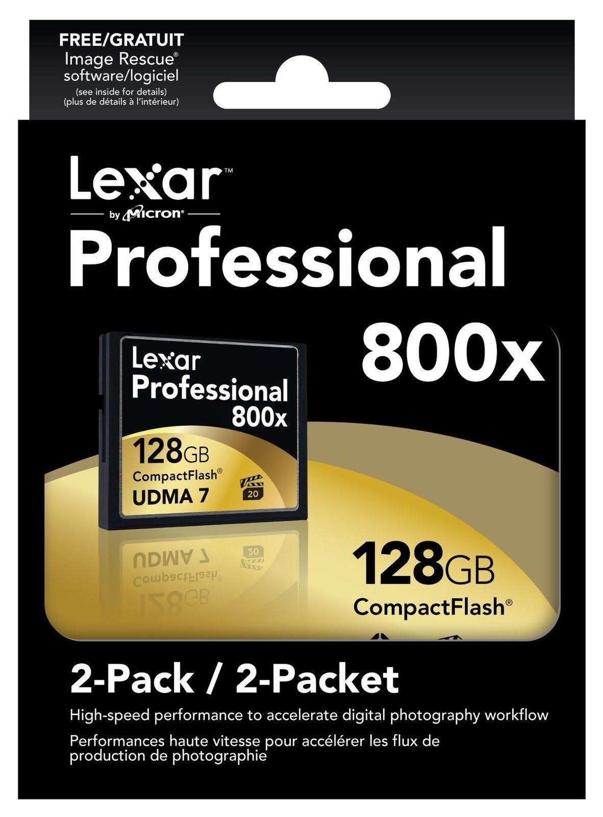 Lexar Professional CompactFlash 128 GB Memory Card - 800x - Pack of 2