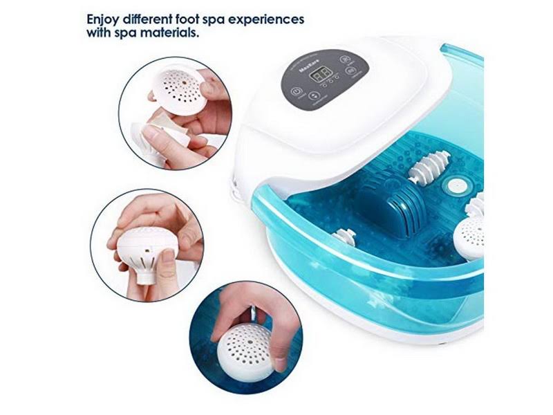Maxkare Foot Spa/Bath Massager with Heat Bubbles Vibration 3 in 1 Function, 4 Masssaging Rollers Pedicure Tired Feet Stress Reli