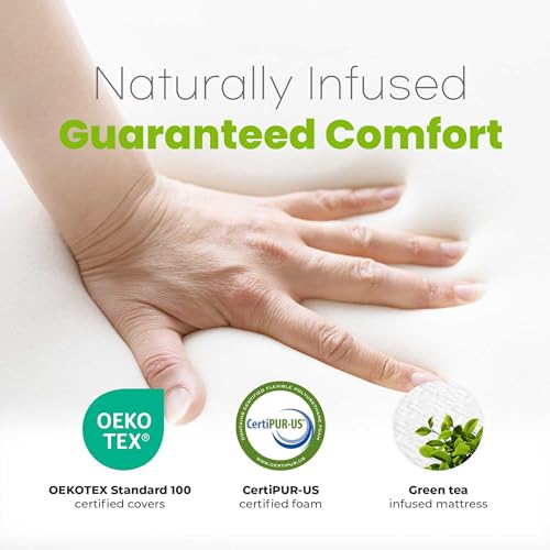 6/8/10/12 King Cooling Green Tea Gel Memory Foam Medium-Firm Mattress Pressure Relief CertiPUR-US Certified Mattress-in-a-Box Kids and Adults No Fiberglass (King, 10 in)