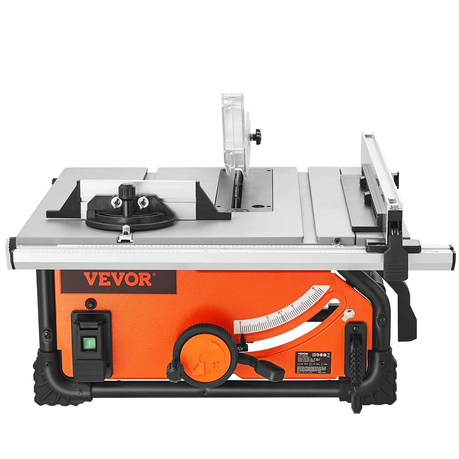 VEVOR Table Saw for Jobsite 10-inch 15-Amp 25-in Max Rip Capacity