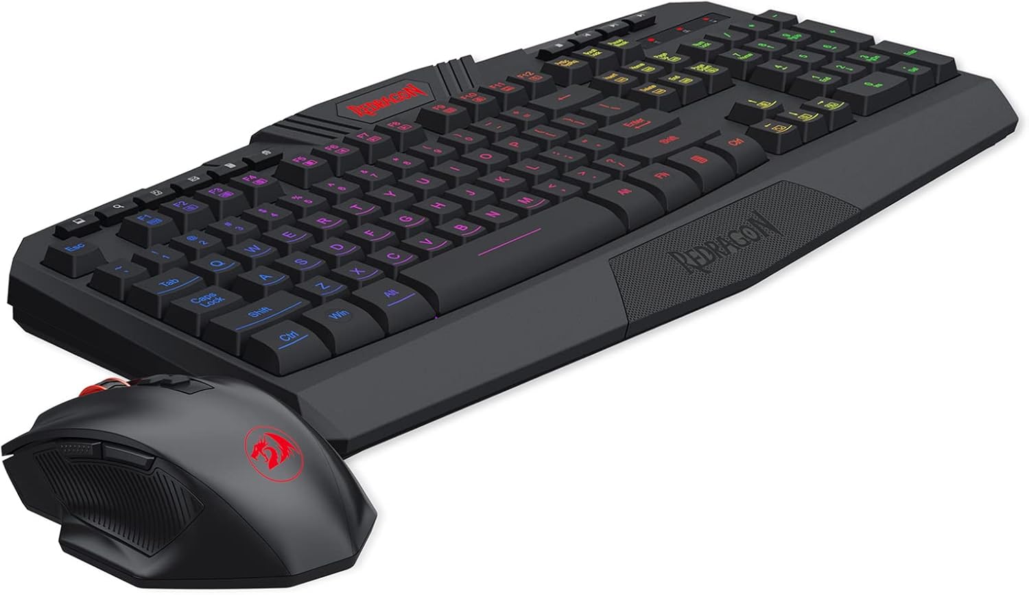 Redragon S101 Wireless Gaming Keyboard and Mouse Combo, RGB LED Backlit Keyboard, and Red Illuminated Mouse for Windows PC Gamer