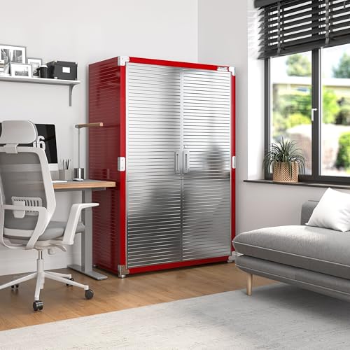 Seville Classics UltraHD Solid Steel Lockable Metal Storage Cabinet Locker Organizer, w/Adjustable Shelves for Garage, Warehouse, Office, Classroom, Granite, 48" W x 24" D x 72" H
