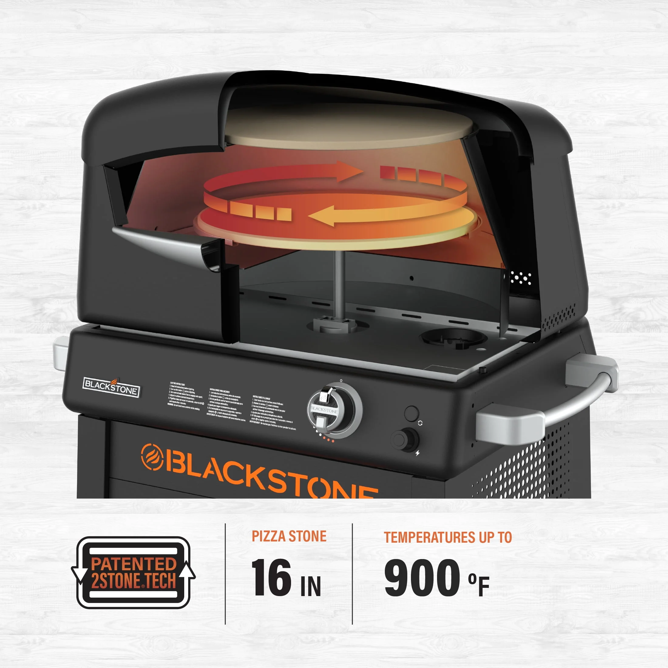Blackstone Propane Pizza Oven with 16 Rotating Cordierite Stone and Mobile Stand