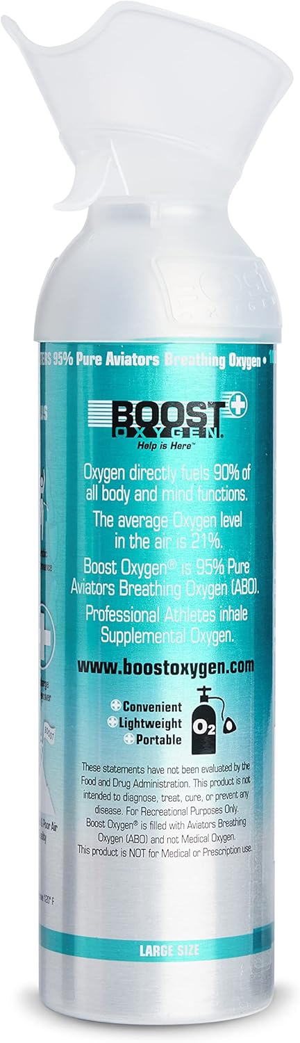 6 Pack Large 10-Liter Boost Oxygen Portable Pure Canned Natural Oxygen Canister Bottle for High Altitudes, Athletes, and More, Menthol Eucalyptus