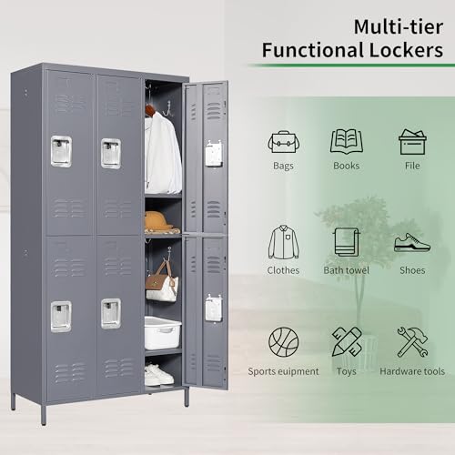 9 Door Metal Locker, Storage Lockers for Employees, Steel Storage Locker with Lock and Card Slot, Employee Lockers for Home, Office, School, Gym, Require Assembly(Black)