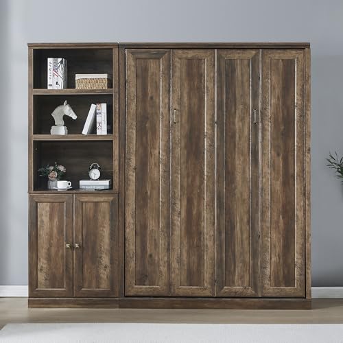 Murphy Bed Queen Size Wall Bedframe, can be Folded into a Cabinet Chest, Space Saving, for Bedroom Living Room, White