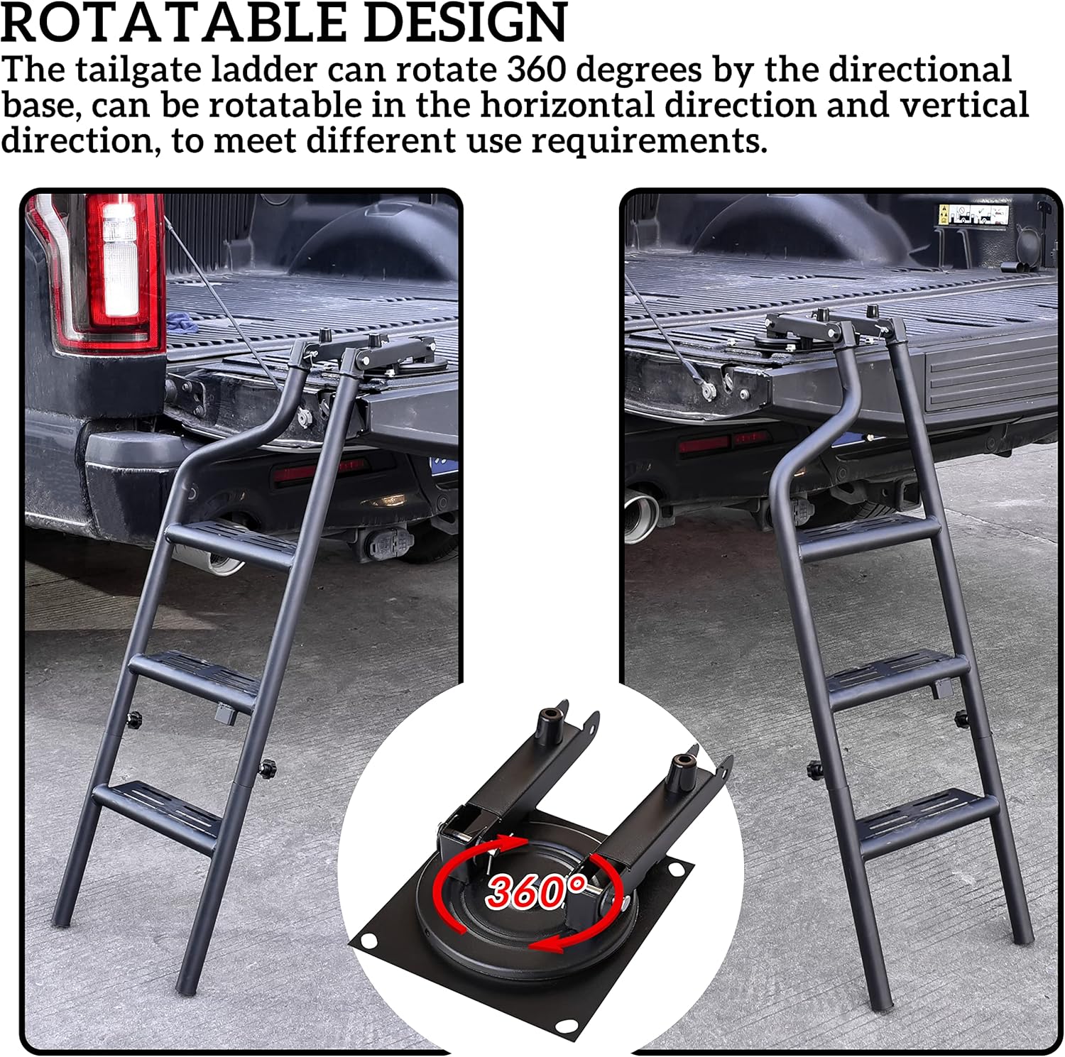 POKIAUTO Universal 42" Foldable Pickup Truck Tailgate Ladder, Heavy Duty Folding Tailgate Step Ladder with Lock Device Universal Fit for Pickup Truck (F150, RAM 1500 etc.) Accessories